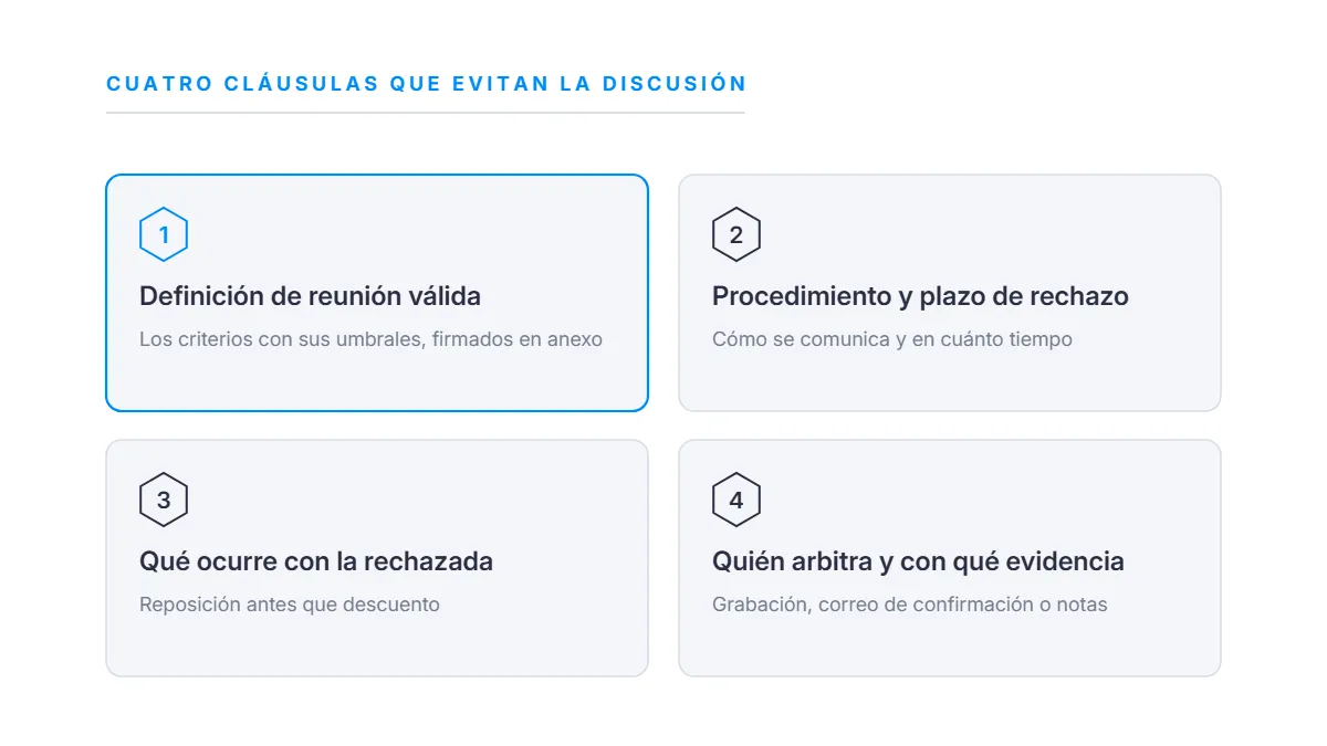 Las cuatro cláusulas que fijan el estándar de reunión cualificada con un proveedor